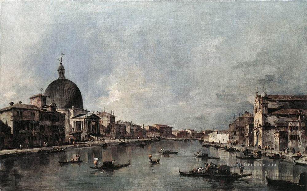 der Canal Grande mit San Simeone Piccolo und Santa Lucia Venezia Schule Francesco Guardi Ölgemälde